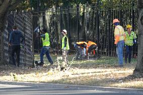 Security Officials Remove Riot Fences From The White House And The Vice President's Residence In Washington DC