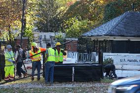 Security Officials Remove Riot Fences From The White House And The Vice President's Residence In Washington DC