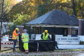 Security Officials Remove Riot Fences From The White House And The Vice President's Residence In Washington DC