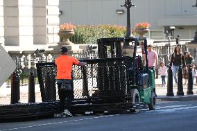 Security Officials Remove Riot Fences From The White House And The Vice President's Residence In Washington DC