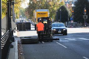 Security Officials Remove Riot Fences From The White House And The Vice President's Residence In Washington DC