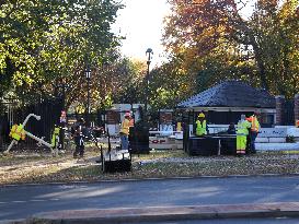 Security Officials Remove Riot Fences From The White House And The Vice President's Residence In Washington DC