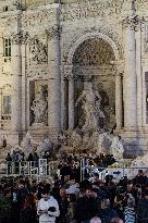 The Walkway To Visit The Trevi Fountain During Renovations, In Rome