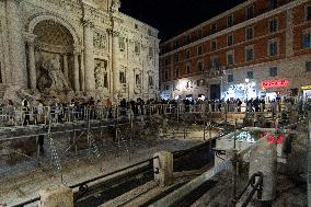 The Walkway To Visit The Trevi Fountain During Renovations, In Rome