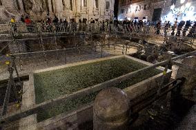 The Walkway To Visit The Trevi Fountain During Renovations, In Rome