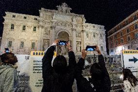 The Walkway To Visit The Trevi Fountain During Renovations, In Rome