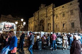 The Walkway To Visit The Trevi Fountain During Renovations, In Rome