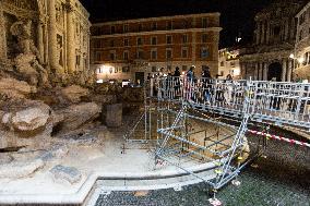 The Walkway To Visit The Trevi Fountain During Renovations, In Rome