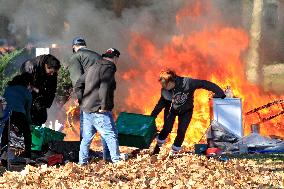 Homeless Encampment Tent Fire In Gage Park, Hamilton, Canada, On November 9, 2024