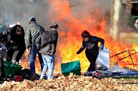 Homeless Encampment Tent Fire In Gage Park, Hamilton, Canada, On November 9, 2024