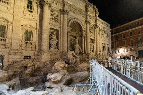 The Walkway To Visit The Trevi Fountain During Renovations, In Rome