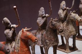 Painted Horse Riding Ceremonial Figurines