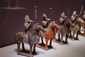 Painted Horse Riding Ceremonial Figurines