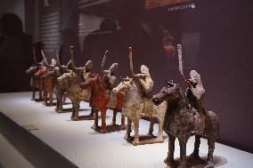 Painted Horse Riding Ceremonial Figurines