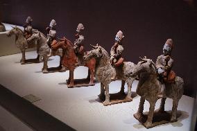 Painted Horse Riding Ceremonial Figurines