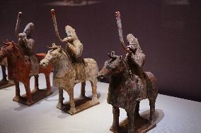 Painted Horse Riding Ceremonial Figurines