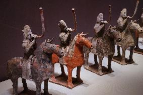 Painted Horse Riding Ceremonial Figurines