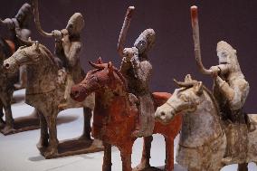 Painted Horse Riding Ceremonial Figurines