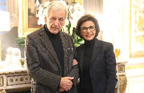 Rachida Dati Receives Costa Gavras And Michele Ray - Paris