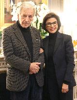 Rachida Dati Receives Costa Gavras And Michele Ray - Paris