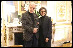 Rachida Dati Receives Costa Gavras And Michele Ray - Paris