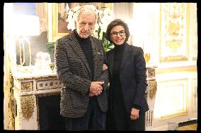 Rachida Dati Receives Costa Gavras And Michele Ray - Paris