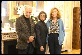 Rachida Dati Receives Costa Gavras And Michele Ray - Paris