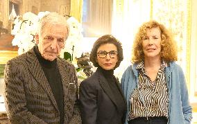 Rachida Dati Receives Costa Gavras And Michele Ray - Paris