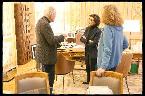 Rachida Dati Receives Costa Gavras And Michele Ray - Paris