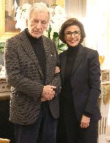 Rachida Dati Receives Costa Gavras And Michele Ray - Paris