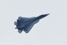Russia's Su-57 Stealth Fighter Jet Performs over Zhuhai airport
