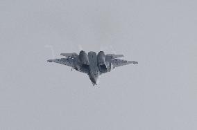 Russia's Su-57 Stealth Fighter Jet Performs over Zhuhai airport