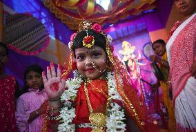 Kumari Puja On The Occasion Of Jagadhatri Puja In India