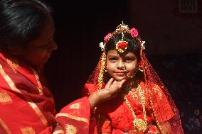 Kumari Puja On The Occasion Of Jagadhatri Puja In India