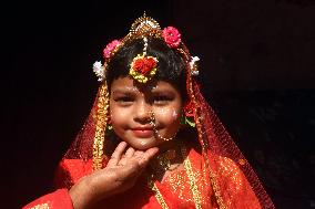 Kumari Puja On The Occasion Of Jagadhatri Puja In India