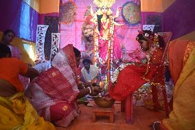 Kumari Puja On The Occasion Of Jagadhatri Puja In India