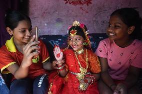 Kumari Puja On The Occasion Of Jagadhatri Puja In India