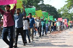 Protest Against The Rally Called By Bangladesh Awami League In Dhaka.