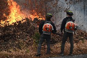 Firefighters Battle Wildfire In Greenwood Lake New York Following Death Of New York State Parks Employee Fighting Fire