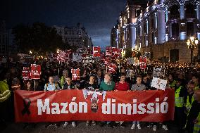 Thousands Protest Over Handling Of Flood Disaster - Valencia