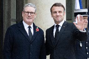 Emmanuel Macron meets Keir Starmer at the Elysee Palace - Paris