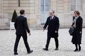 Emmanuel Macron meets Keir Starmer at the Elysee Palace - Paris