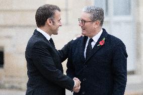 Emmanuel Macron meets Keir Starmer at the Elysee Palace - Paris