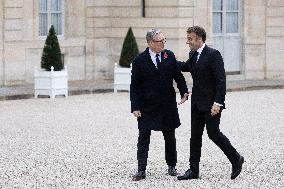 Emmanuel Macron meets Keir Starmer at the Elysee Palace - Paris