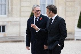 Emmanuel Macron meets Keir Starmer at the Elysee Palace - Paris