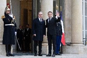 Emmanuel Macron meets Keir Starmer at the Elysee Palace - Paris