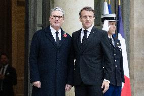 Emmanuel Macron meets Keir Starmer at the Elysee Palace - Paris