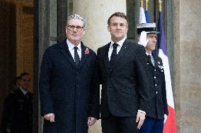 Emmanuel Macron meets Keir Starmer at the Elysee Palace - Paris