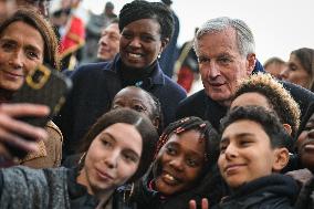 French PM Michel Barnier visits the Great War Museum trench in Meaux FA