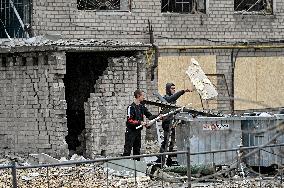 Aftermath of overnight Russian air strike in Zaporizhzhia